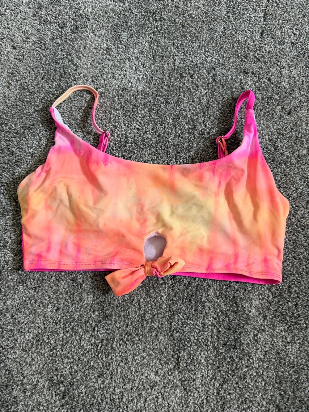 No Boundaries Pink and Orange Tie-Dye Swim Bikini Top